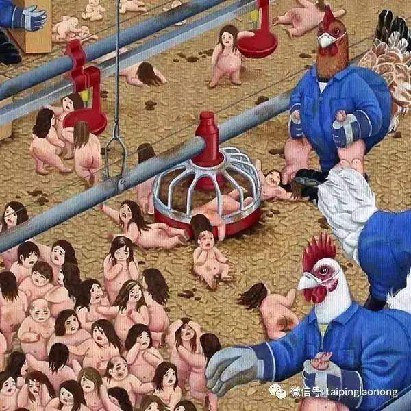 轮回之苦，美国画家绘制的人与动物互换的世界