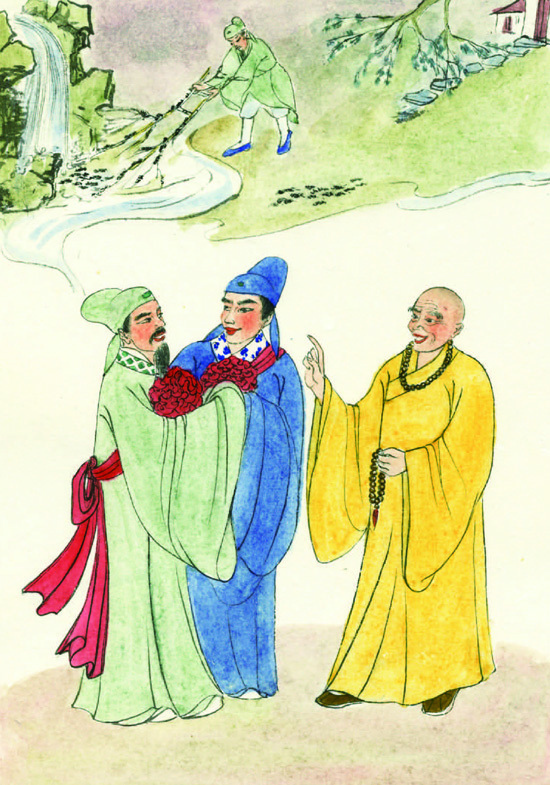 「宋朝书生宋郊，曾见一蚁穴浸湿雨中，恻心一动，编竹桥将蚂蚁从洞穴中引渡出来，后遇到一位僧人对他说：“你所呈露的贵相，好像曾经救活了数百万生命！”郊答：“我一个穷书生，哪有如此能力？”僧人说：“蠕动的微细动物也都是生命！”后来宋郊果然高中状元。」辑录《文昌帝君阴骘文》